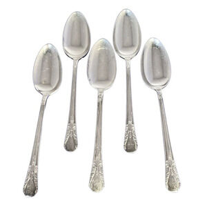 1940 6" Silver Plate Teaspoons R.C. Co. Avalon-Cabin Pattern Set of Five